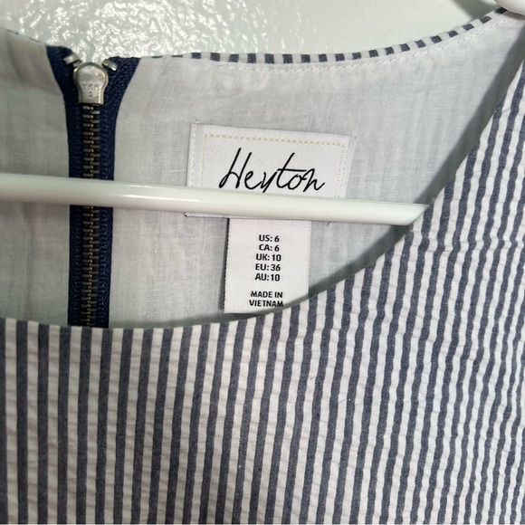 Heyton Sleeveless Shift Dress White Blue Seersucker - Picture 10 of 11